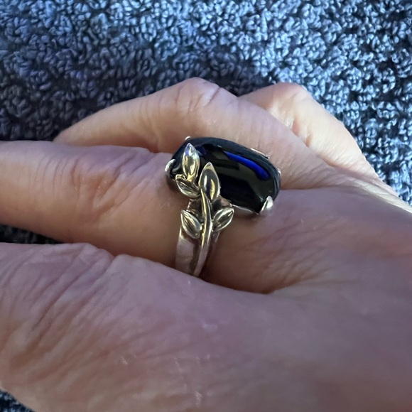 Michelle Albala Black Onyx Sterling Silver & Gold Vermeil Ring - Picture 3 of 11